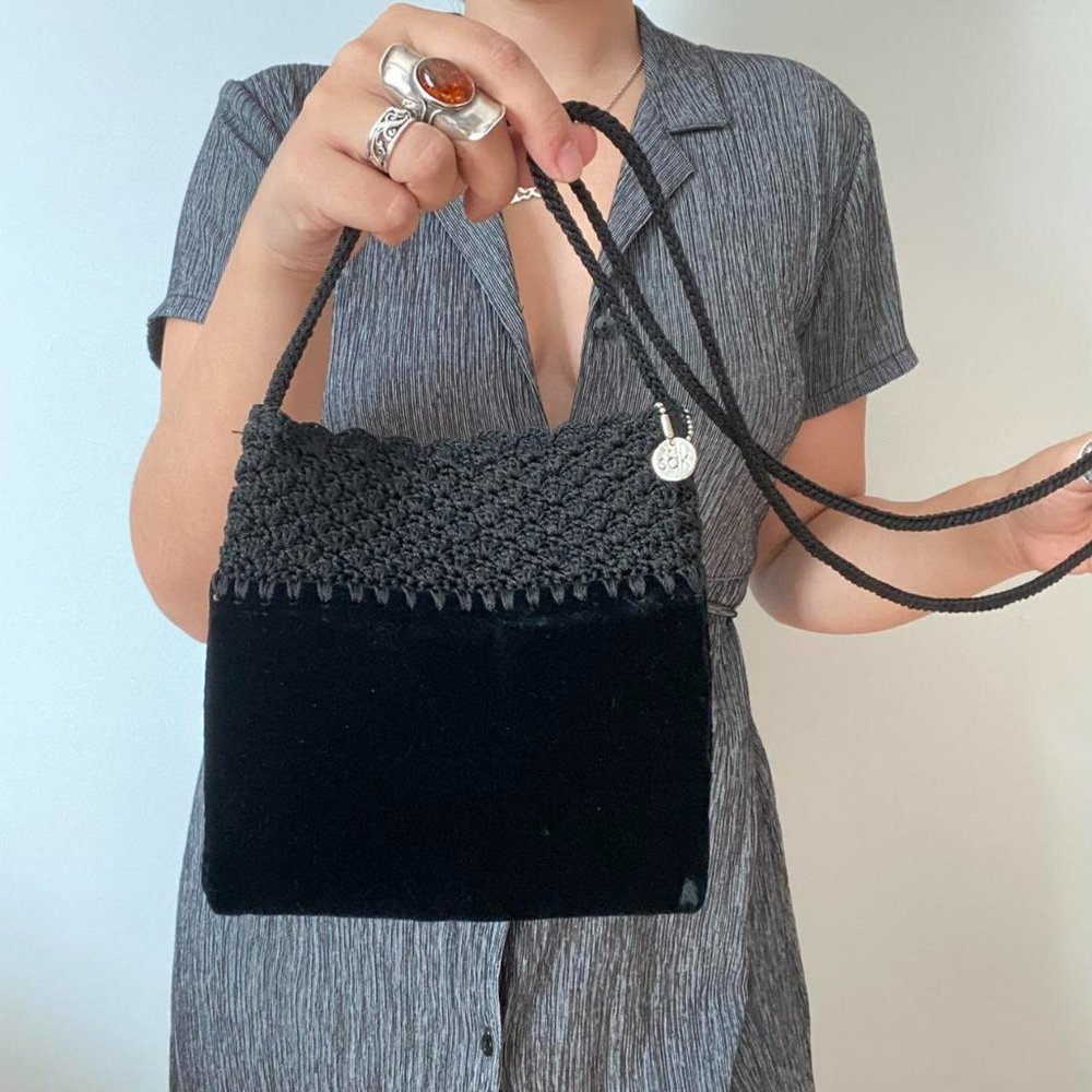 The Sak velvet and crochet crossbody bag